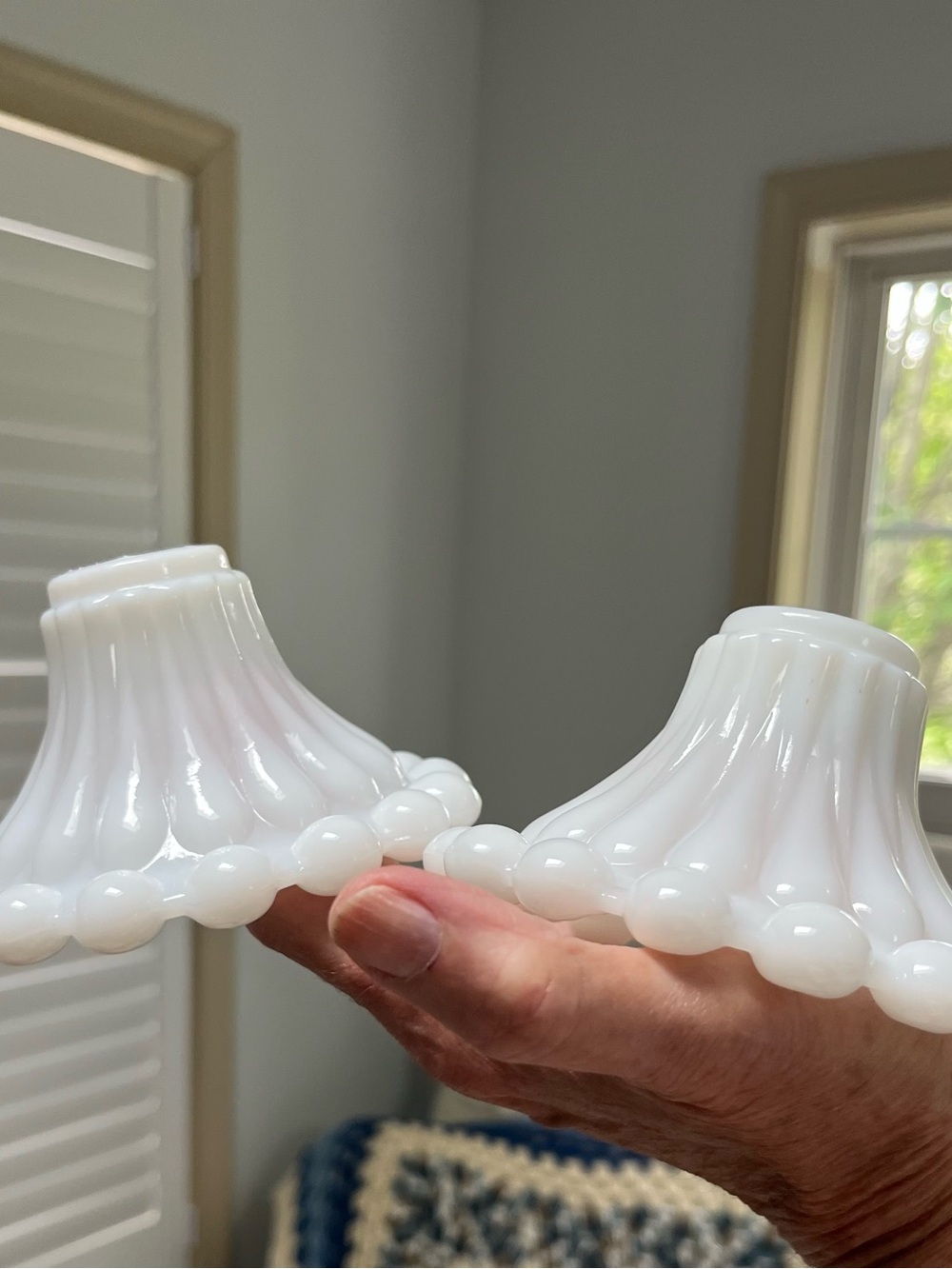 Pair of Anchor Hocking Milk Glass candle holders